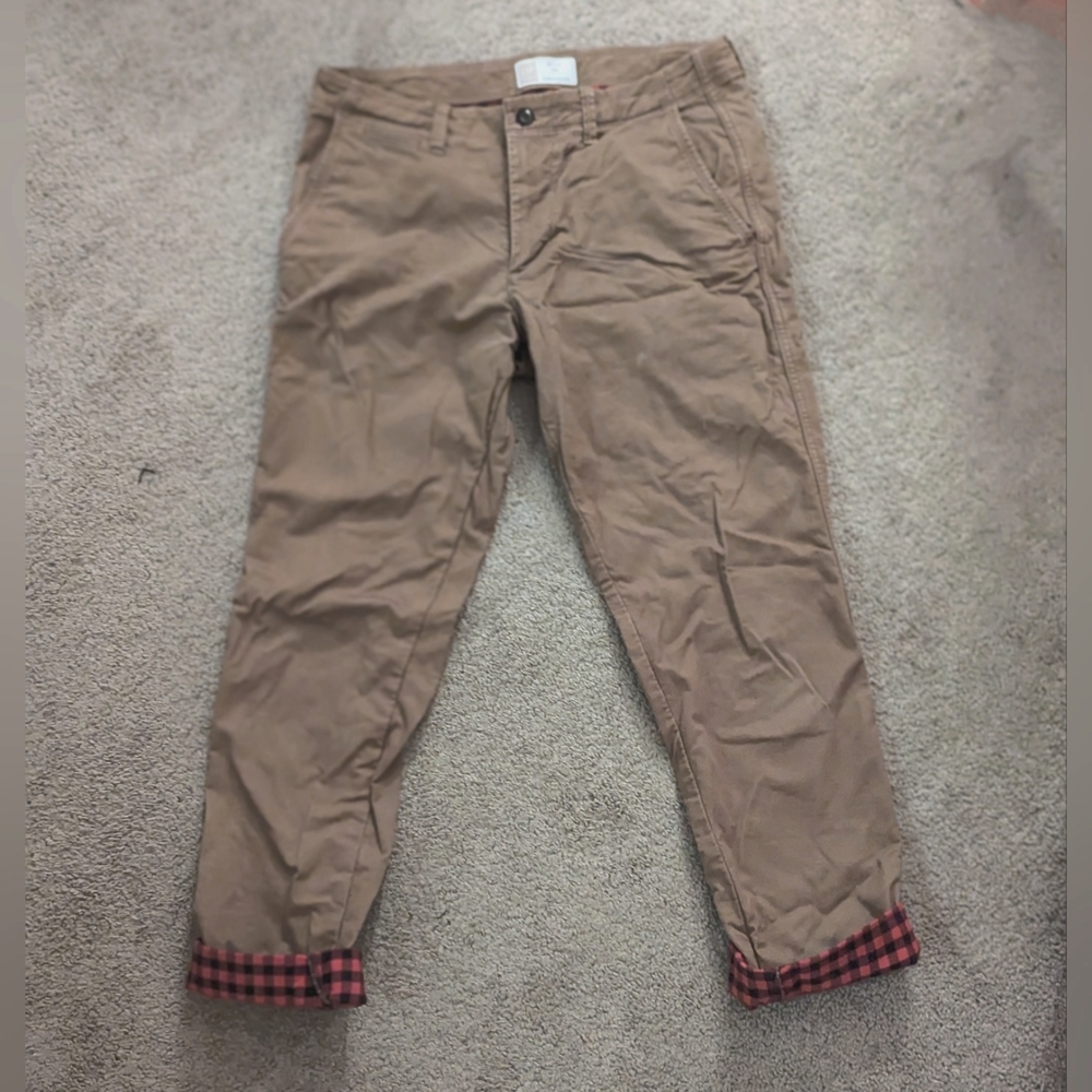 Men's Khaki Chinos 32x32 with plaid lining